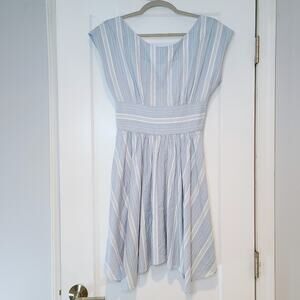 Anthro Maple Striped Sundress Blue White Handkerchief Hem Summer Dress 0